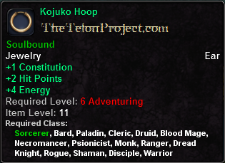 In-game tooltip for Kojuko Hoop