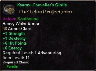 In-game tooltip for Ksaravi Chevalier's Girdle