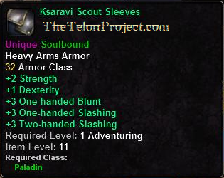 In-game tooltip for Ksaravi Scout Sleeves