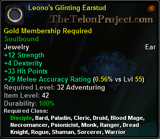 In-game tooltip for Leono's Glinting Earstud