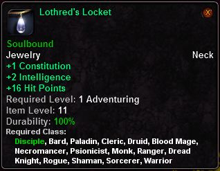 In-game tooltip for Lothred's Locket