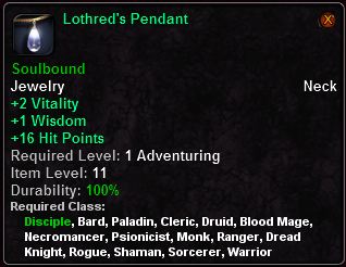 In-game tooltip for Lothred's Pendant