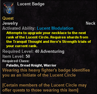 In-game tooltip for Lucent Badge (Tank)