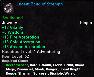 In-game tooltip for Lucent Band of Strength