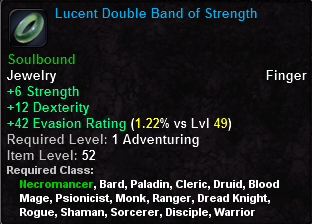 In-game tooltip for Lucent Double Band of Strength