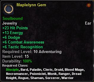 In-game tooltip for Maplelynn Gem