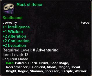 In-game tooltip for Mask of Honor