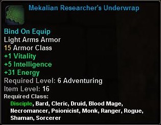 In-game tooltip for Mekalian Researchers Underwrap