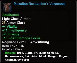 In-game tooltip for Mekalian Researchers Vestments