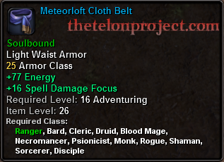 In-game tooltip for Meteoric Cloth Belt