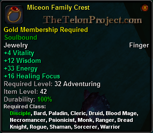 In-game tooltip for Miceon Family Crest