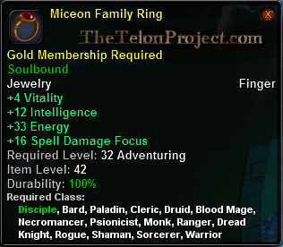In-game tooltip for Miceon Family Ring