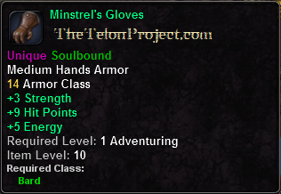 In-game tooltip for Minstrel's Gloves