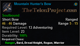 In-game tooltip for Mountain Hunter's Bow