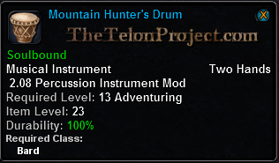 In-game tooltip for Mountain Hunter's Drum