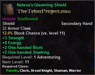 In-game tooltip for Nalena's Gleaming Shield