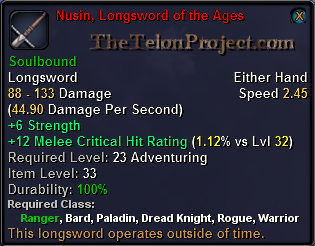 In-game tooltip for Nusin Longsword Of Ages