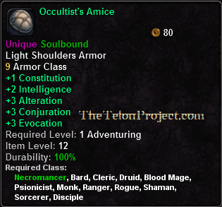 In-game tooltip for Occultist's Amice