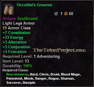 In-game tooltip for Occultist's Greaves