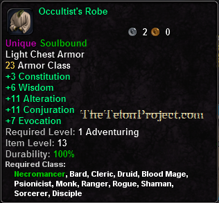 In-game tooltip for Occultist's Robe