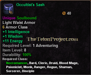 In-game tooltip for Occultist's Sash