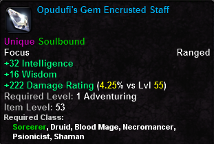 In-game tooltip for Opudufi's Gem Encrusted Staff