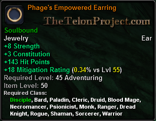 In-game tooltip for Phage's Empowered Earring