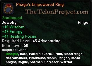 In-game tooltip for Phage's Empowered Ring