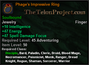 In-game tooltip for Phage's Impressive Ring