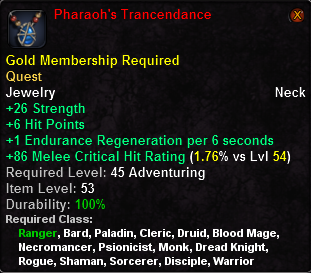 In-game tooltip for Pharaoh's Trancendance (Fighter)