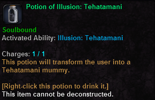 In-game tooltip for Potion of Illusion: Tehatamani