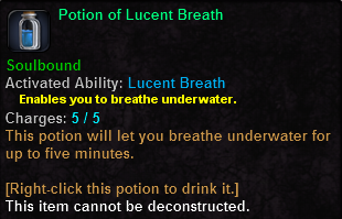 In-game tooltip for Potion of Lucent Breath