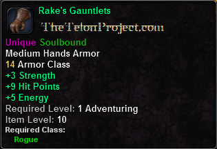 In-game tooltip for Rake's Gauntlets