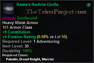 In-game tooltip for Raska's Radical Girdle