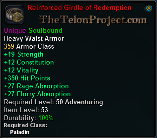 In-game tooltip for Reinforced Girdle of Redemption