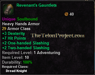 In-game tooltip for Revenant's Gauntlets