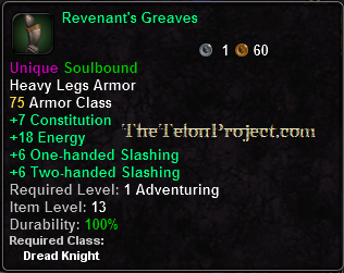 In-game tooltip for Revenant's Greaves