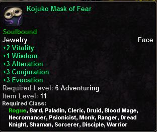 In-game tooltip for Kojuko Mask of Fear