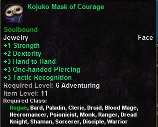 In-game tooltip for Kojuko Mask of Courage