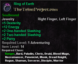 In-game tooltip for Ring of Earth