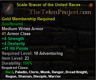 In-game tooltip for Scale Bracer of the United Races