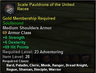 In-game tooltip for Scale Pauldrons Of The Urt