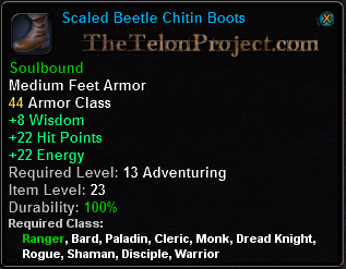 In-game tooltip for Scaled Beetle Chiten Boots