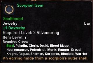 In-game tooltip for Scorpion Gem