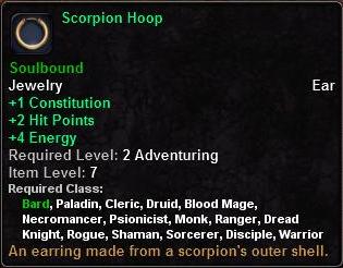 In-game tooltip for Scorpion Hoop