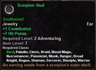 In-game tooltip for Scorpion Stud