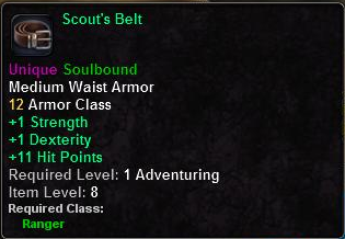 In-game tooltip for Scout's Belt