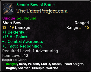 In-game tooltip for Scout's Bow of Battle