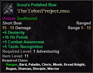 In-game tooltip for Scout's Polished Bow