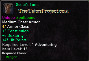 In-game tooltip for Scout's Tunic